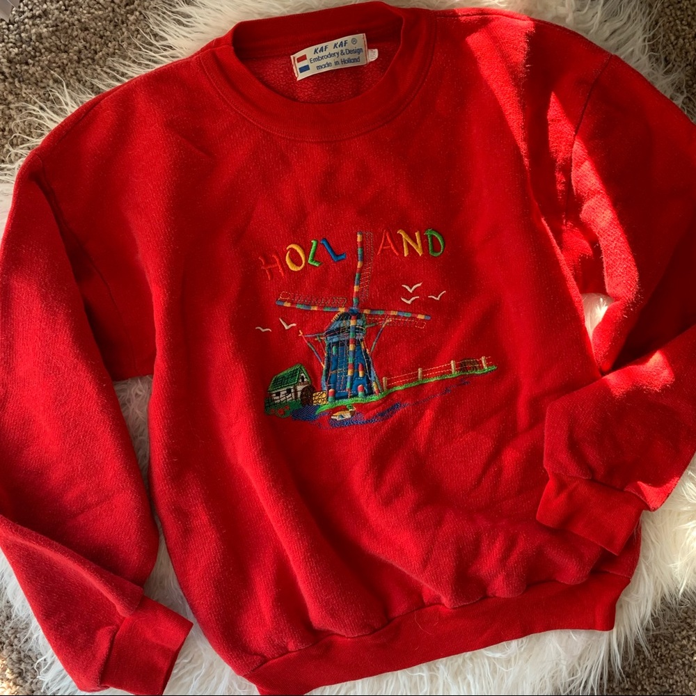 VINTAGE Embroidered Holland Sweatshirt - (S, EUC)